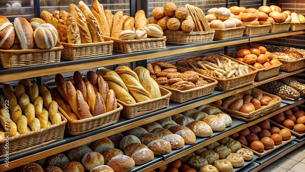 breads on supermarket shelves