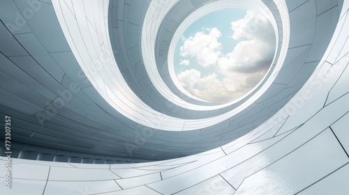 Abstract Architecture Background featuring a White Circular Building