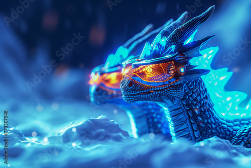 Dragons wearing wearable technology for heart monitoring, illustrating the blend of ancient creatures with modern health innovations
