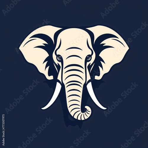 a elephant with tusks on a blue background