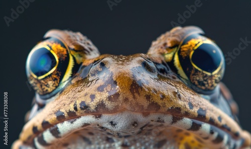 Macro portrait of a Rana arvalis with emphasis on eyes photo