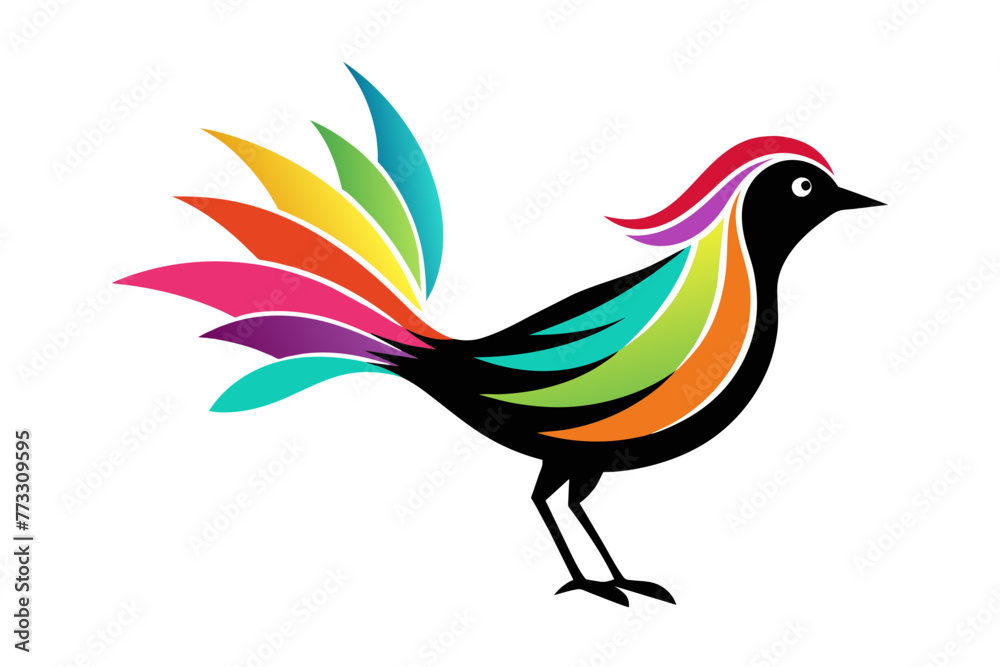 Fototapeta premium silhouette color image, Etsy bird ,vector illustration,white background 
