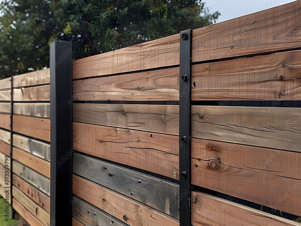 old wooden fence in the garden