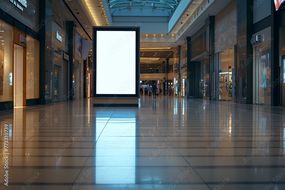 Blank billboard on sidewalk of city mockup for your advertising 