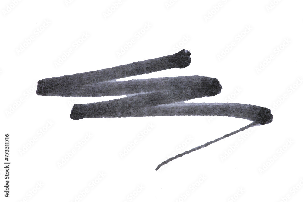 Black pen line template on a white background. Felt-tip pen mark.  Hand drawn marker line stroke. Black highlighter marker. - obrazy, fototapety, plakaty 