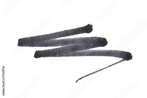 Black pen line template on a white background. Felt-tip pen mark.  Hand drawn marker line stroke. Black highlighter marker.
