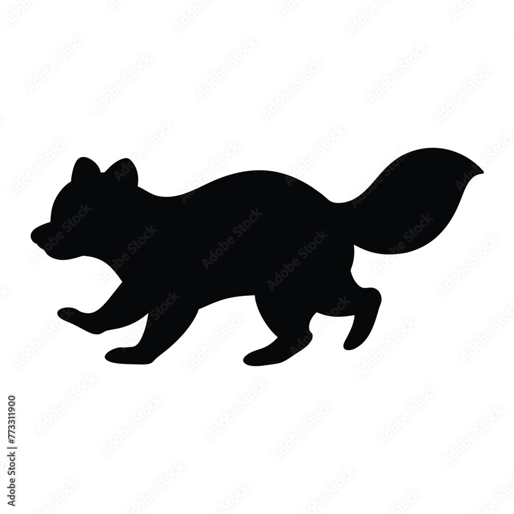 silhouette of a raccoon on white