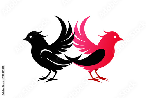  silhouette color image  Evie  bird  vector illustration white background 
