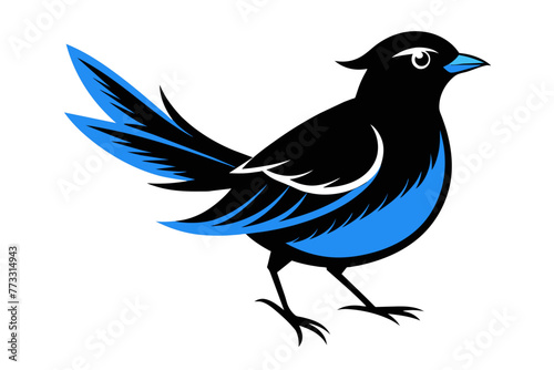  silhouette color image,Bluebell bird ,vector illustration,white background 