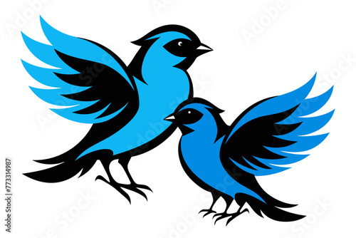  silhouette color image,Bluebell bird ,vector illustration,white background 