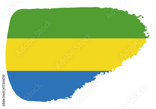 Gabon flag with palette knife paint brush strokes grunge texture design. Grunge brush stroke effect
