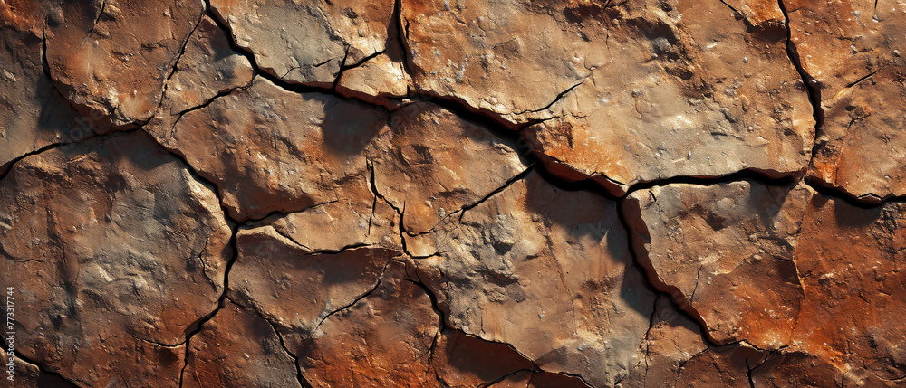 Dry clay or mud texture background with rough cracks. Generative ai Dry clay or mud texture background with rough cracks. Generative ai