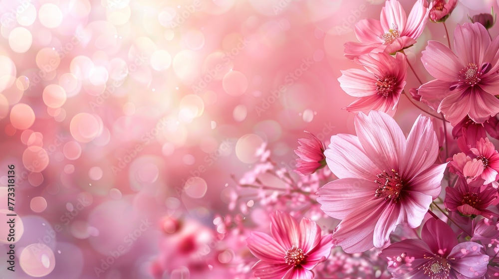 Pink flower background with space for text or greeting card design