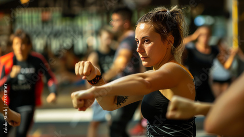 woman training bodycombat,generative ai photo