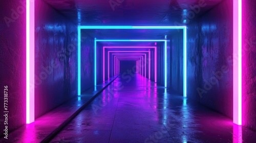 Scifi neon abstract background. 3d render