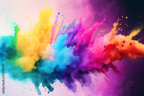 Rainbow colourful watercolor illustration background.
