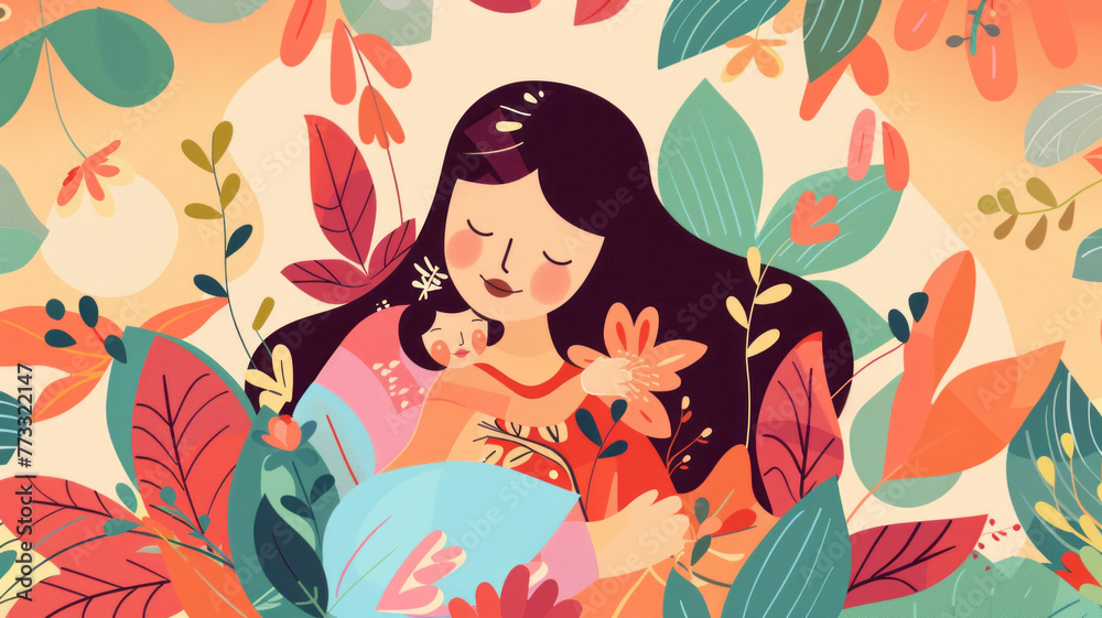 Mother's Day holiday card, vector,generative ai Mother's Day holiday card, vector,generative ai