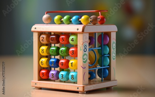 Handcrafted wooden toy with vibrant numbers and whimsical designs