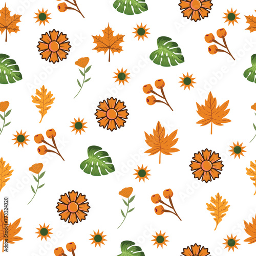 Creative leaves and floral pattern design