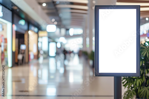 Mock up Blank sign display in mall Interior background 