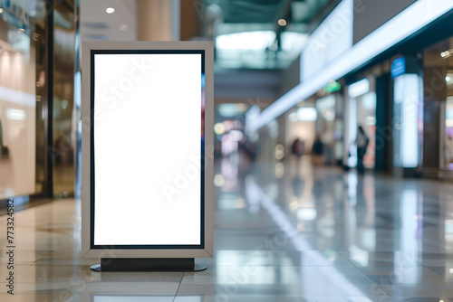 Mock up Blank sign display in mall Interior background 
