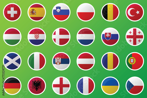 Table of the final draw of the european football championship. National football teams with flag icons photo