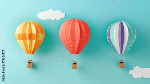 Bright  modern illustration of hot air baloons