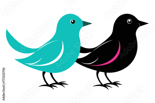 silhouette color image,Ditsy bird ,vector illustration,white background © AL