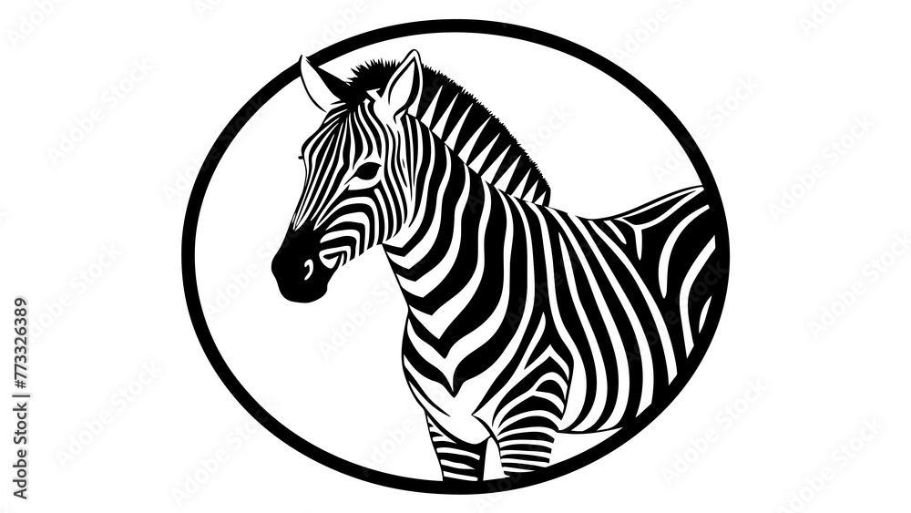 Naklejka premium a-picture-of--a-zebra-icon-in-circle-logo vector illustration