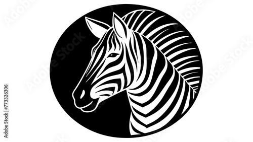 Canvas Print a-picture-of--a-zebra-icon-in-circle-logo vector illustration