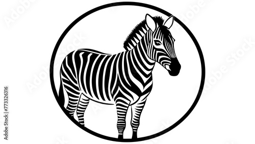 Canvas Print a-picture-of--a-zebra-icon-in-circle-logo vector illustration