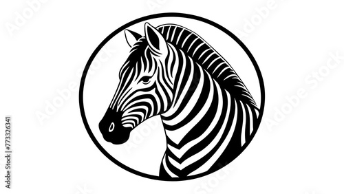 Canvas Print a-picture-of--a-zebra-icon-in-circle-logo vector illustration