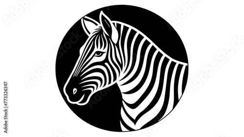 Canvas Print a-picture-of--a-zebra-icon-in-circle-logo vector illustration