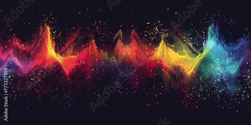 A colorful soundwave spectrum of rainbow colors, design element in concept of music, party, technology