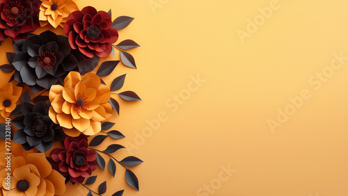 Hintergrund Druck Motiv mit schönen Blumen aus  Papier mit Platzhalter, ai generativ photo