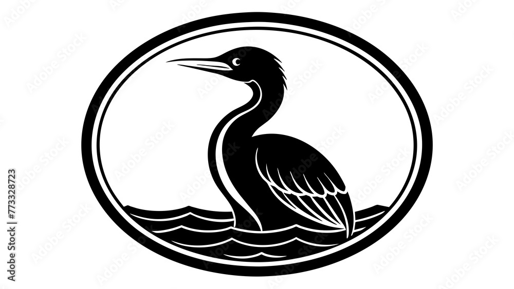 Obraz premium a-cormorant-icon-in-circle-log vector illustration