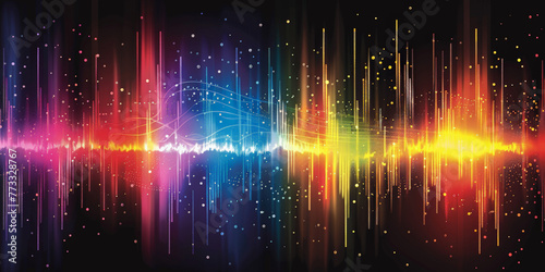 A colorful soundwave spectrum of rainbow colors   design element in concept of music  party  technology