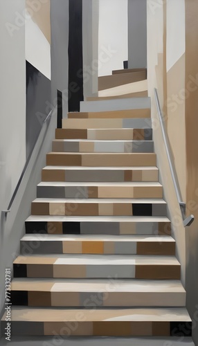 staircase in the house abstract geometric painting