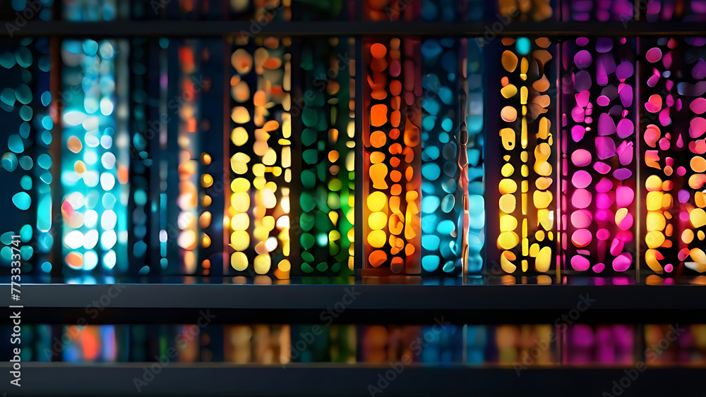 led display in the city abstract bokeh background 
