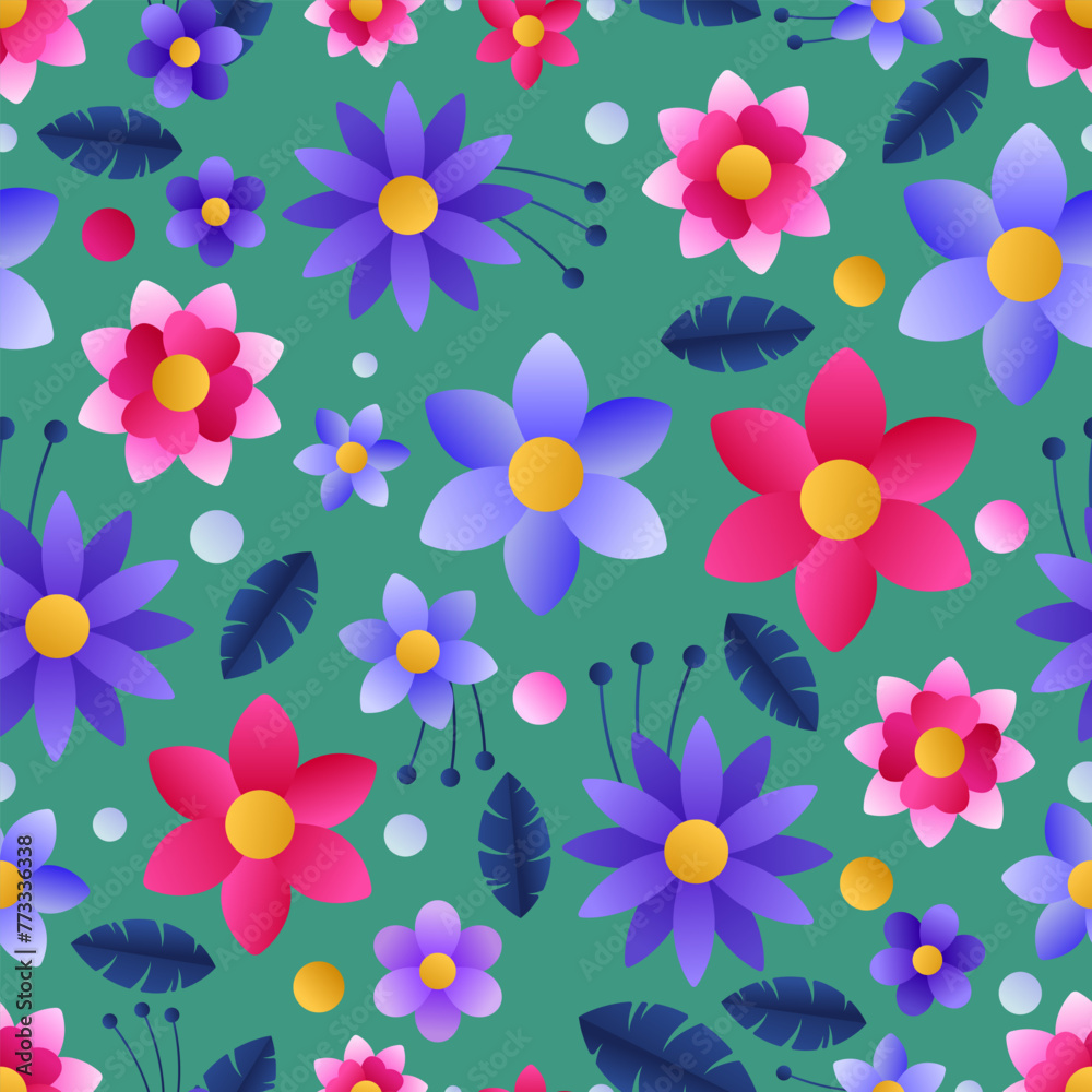 Flowers, leaves, multicolored, seamless pattern Flowers, leaves, multicolored, seamless pattern