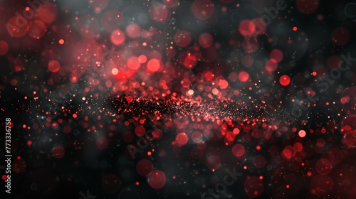 Red water drops on black background, with twinkling stars and a heart shape, celebrating love and holidays with a festive vibe