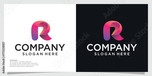 R creative red gradient alphabet letter Abstract R Letter logo design inspiration