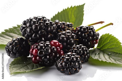 Blackberries on background. Juicy black berries, fresh and sweet. photo