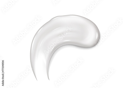 Realistic 3D smear of white cream on an isolated white background. Vector illustration isolated cosmetics smooth drop moisturizer for body or facial moisturing on gray background