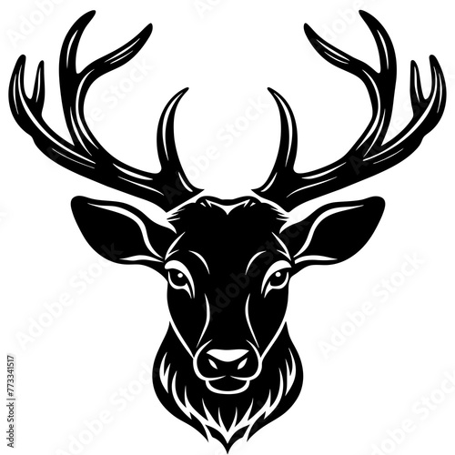 deer-head--silhouette-black---on-white--background 