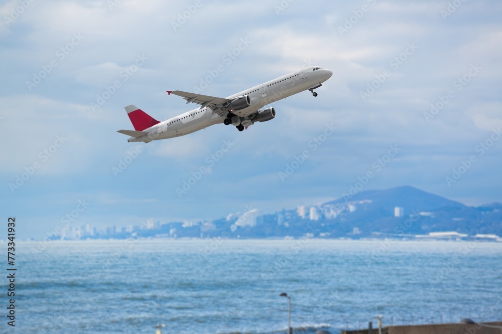 Airlines Boeing plane fly in sky