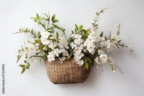 Flowers in a basket on a white background © Guizal