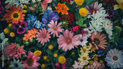 A picturesque array of blooming flowers, showcasing nature's vibrant palette