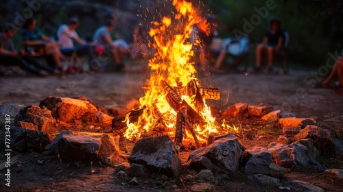 A roaring campfire surrounded by friends and family.