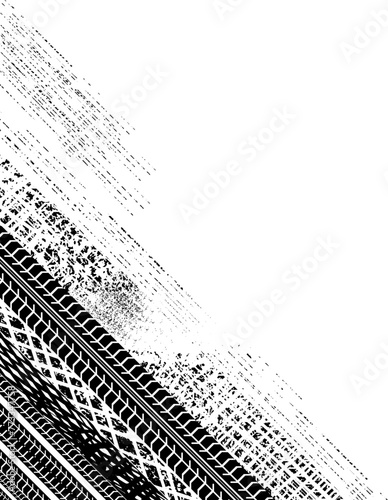 Isolierte Vektor Texturen Hintergrund - Reifenspuren Reifenprofile mit abgenutztem Effekt - Motorsport - Design Element Vorlage - Schwarze Reifenprofile